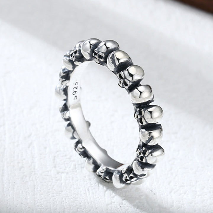 Sterling Silver Slim Skulls Ring for Men