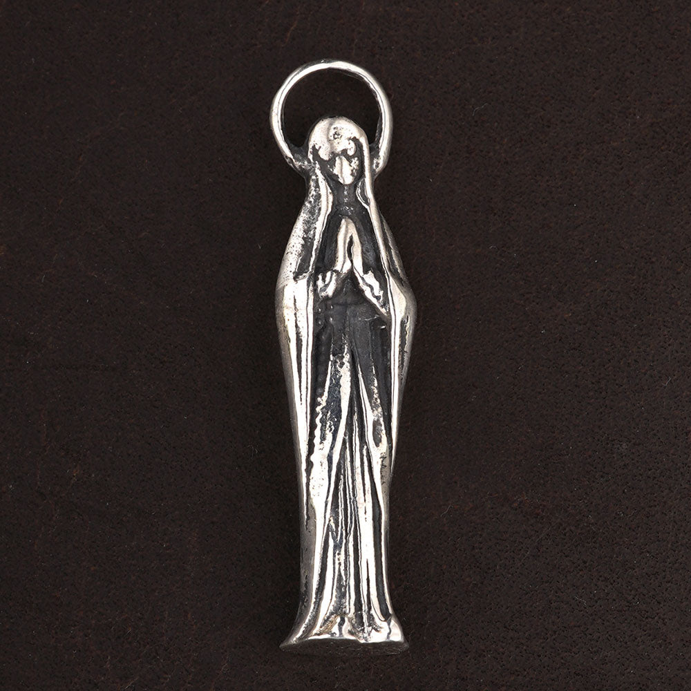 Sterling Silver Virgin Mary Statue Pendant Necklace