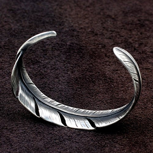 Women's Sterling Silver Feather Cuff Bracelet