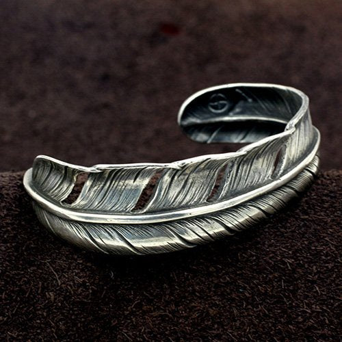 Women's Sterling Silver Feather Cuff Bracelet