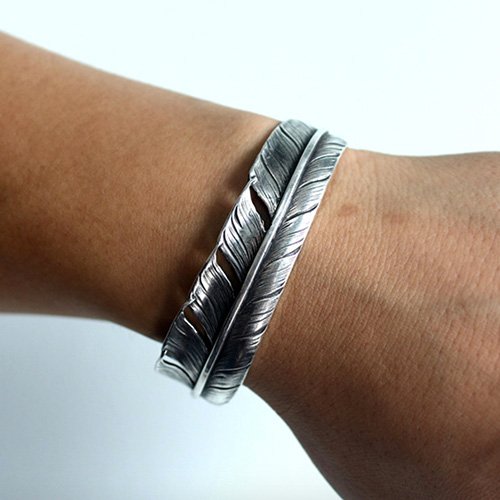 Women's Sterling Silver Feather Cuff Bracelet