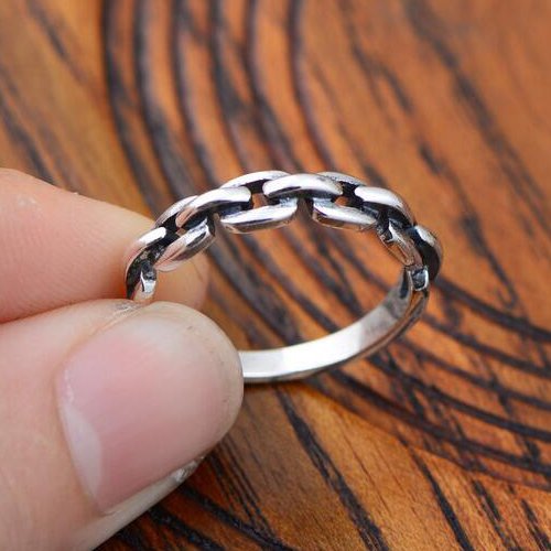 Women's Sterling Silver Chain Ring