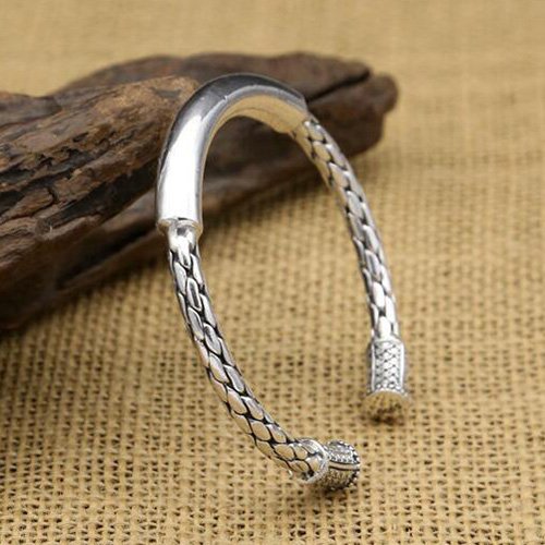 Sterling Silver Round Braided Cuff Bracelet