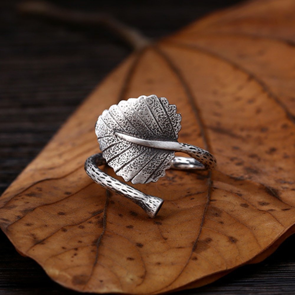 Women’s Fine Silver Leaf Wrap Ring