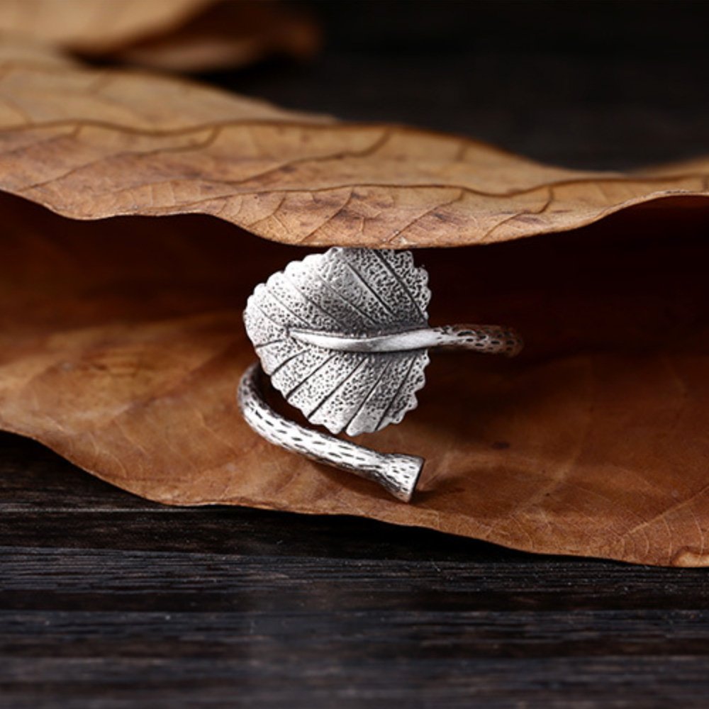 Women’s Fine Silver Leaf Wrap Ring