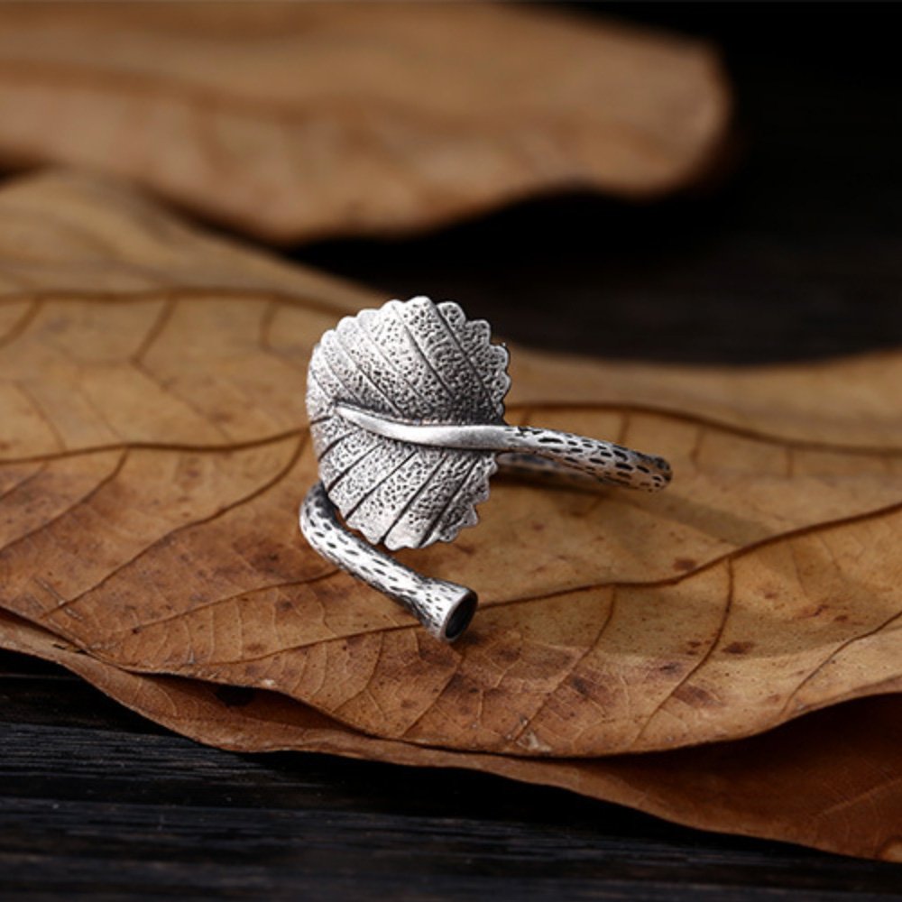 Women’s Fine Silver Leaf Wrap Ring