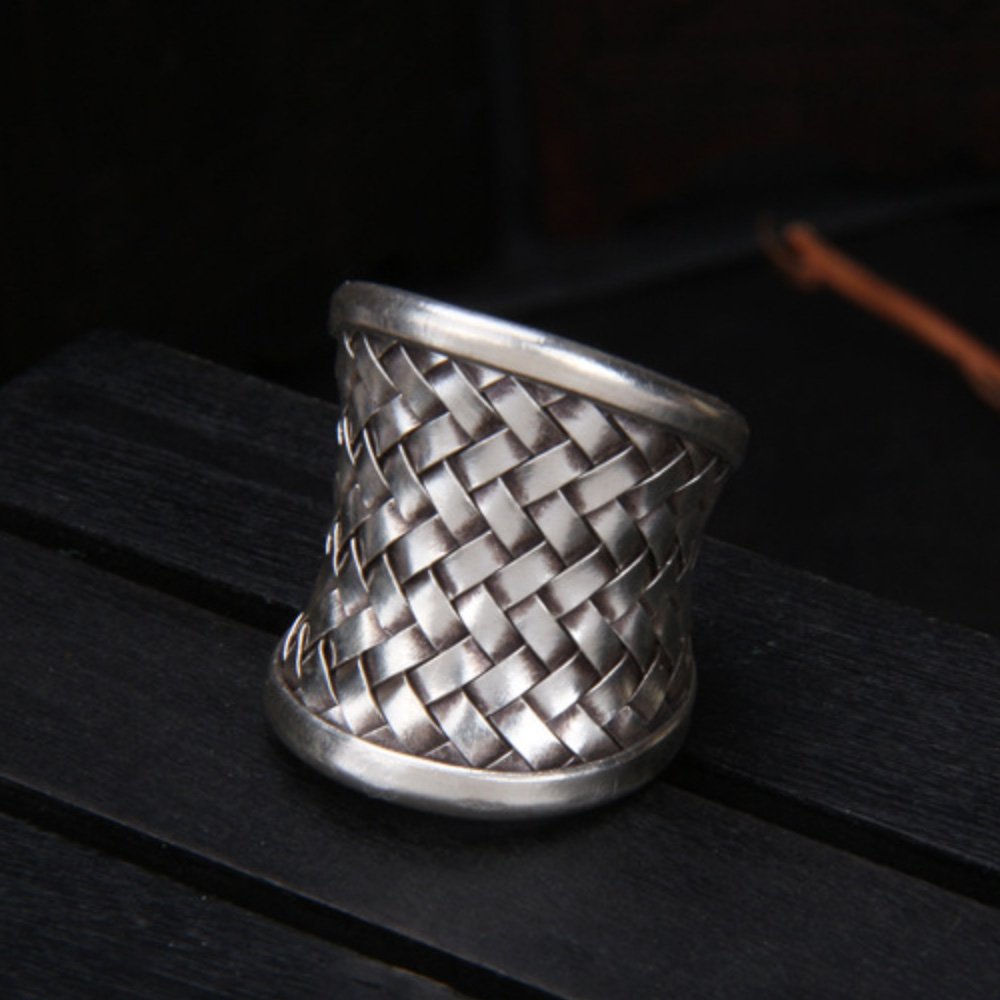 Women’s Hill Tribe Silver Wide Braided Ring