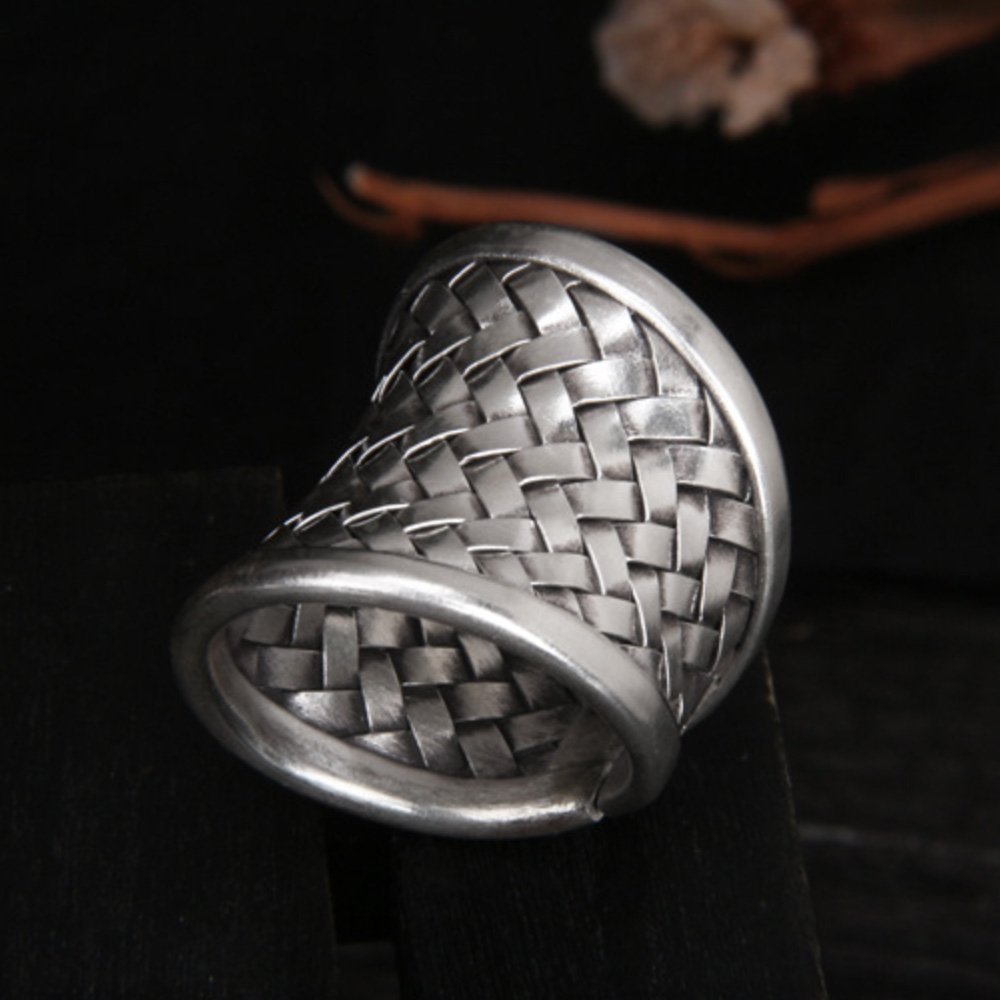 Women’s Hill Tribe Silver Wide Braided Ring