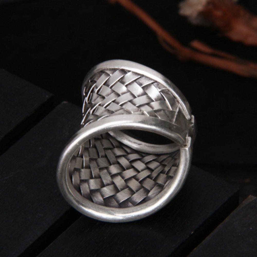 Women’s Hill Tribe Silver Wide Braided Ring