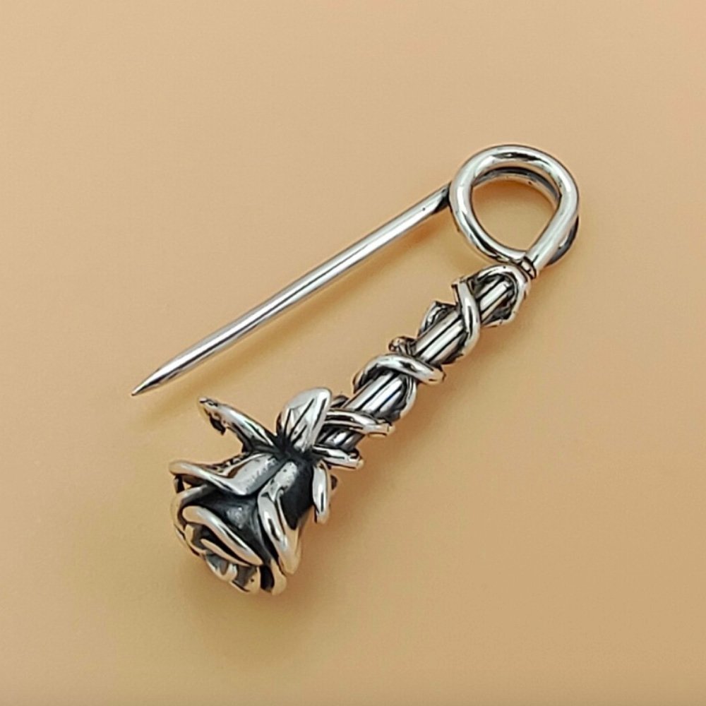 Women's Sterling Silver Rose Brooch