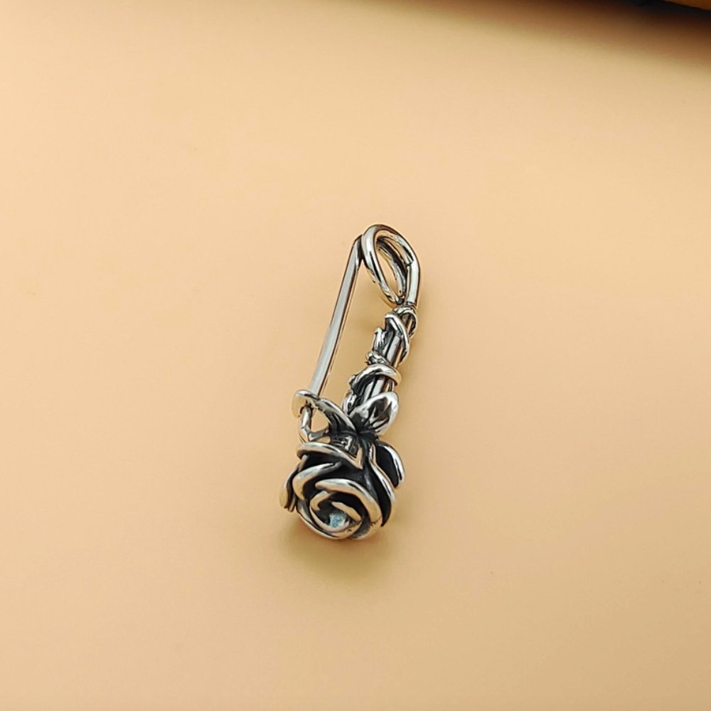 Women's Sterling Silver Rose Brooch