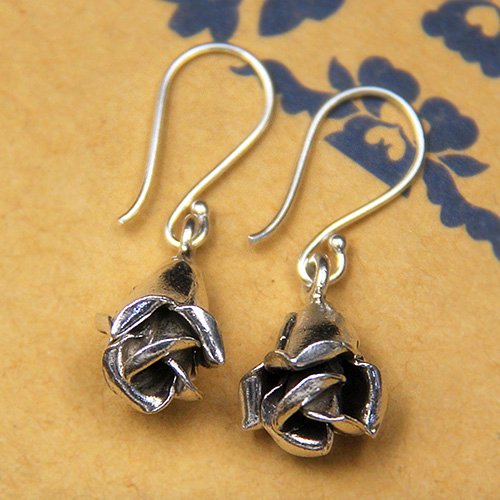 Women's Sterling Silver Rose Drop Earrings