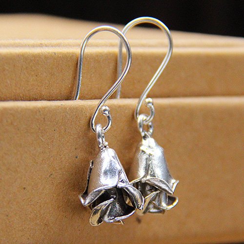 Women's Sterling Silver Rose Drop Earrings