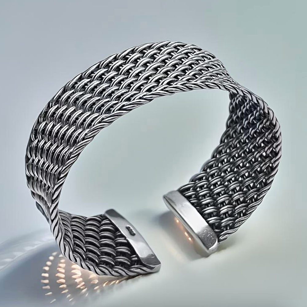 Women's Wide Braided Cuff Bracelet