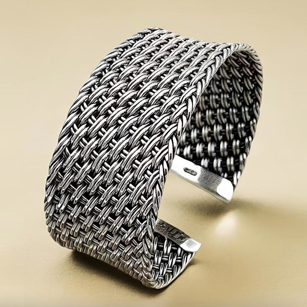 Women's Wide Braided Cuff Bracelet