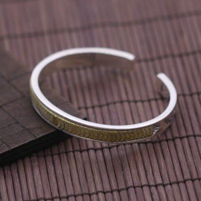 Men's Sterling Silver Solar Eclipse Cuff Bracelet
