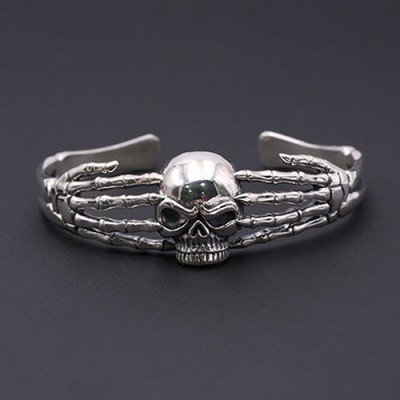 Men's Sterling Silver Skull Cuff Bracelet
