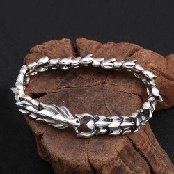 Men's Sterling Silver Dragon Chain Bracelet