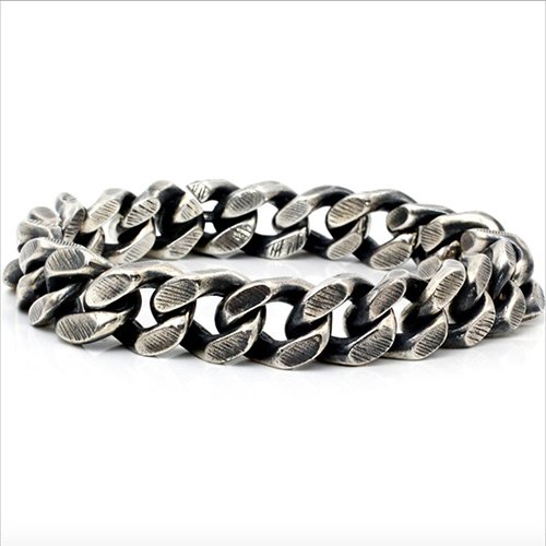 Mens Silver Heavy Curb Chain Bracelet