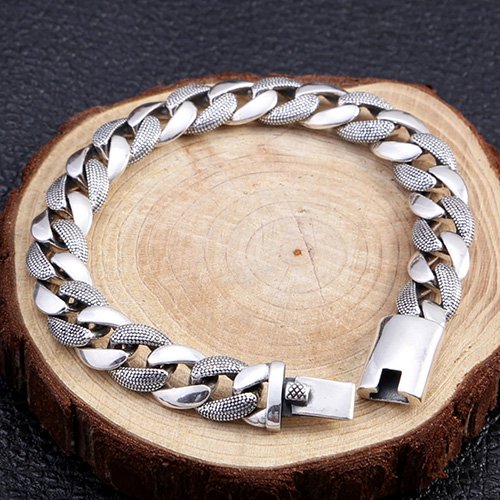 Gem And Harmony Mens Curb Chain Bracelet 9 Inches in Sterling Silver 10mm