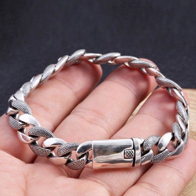Mens Sterling Silver Curb Chain Bracelet - Jewelry1000.com