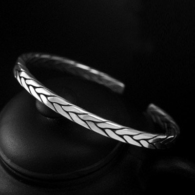 Men's Fine Silver Braided Cuff Bracelet