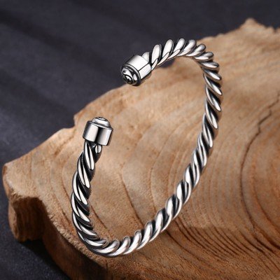 Men's Sterling Silver Twist Cuff Bracelet