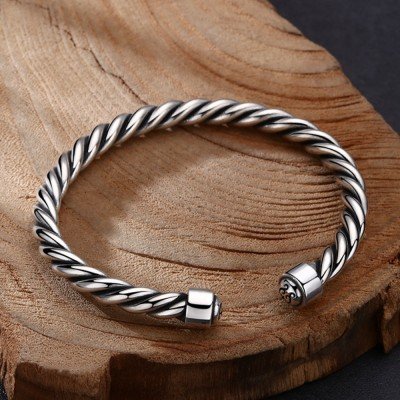 Men's Sterling Silver Twist Cuff Bracelet