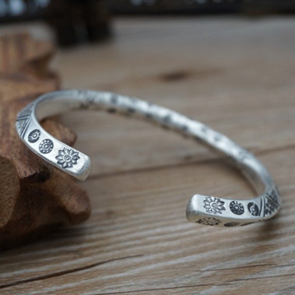 Fine Silver Handmade Bold Cuff Bracelet - Jewelry1000.com