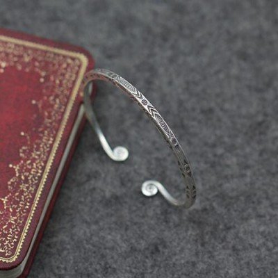 Sterling Silver Square Cuff Bracelet with Helix Ends - Jewelry1000.com