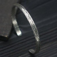 Sterling Silver Sleek Braided Cuff Bracelet