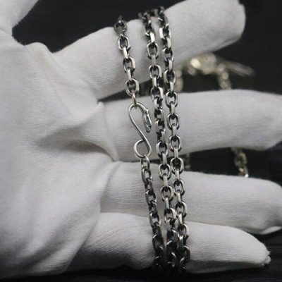 Men's Sterling Silver Eagle Hook Anchor Link Chain - Jewelry1000.com