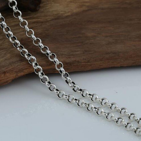 6 mm Men's Sterling Silver Rolo Chain - Jewelry1000.com
