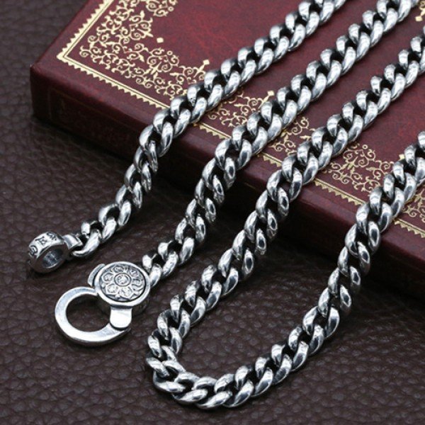 Men's Sterling Silver Six True Words Mantra Curb Chain - Jewelry1000.com