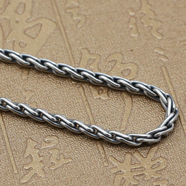4 mm Men's Sterling Silver Parisian Wheat Chain - Jewelry1000.com