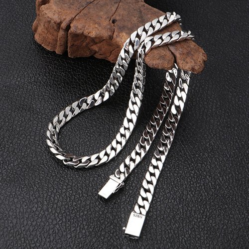 Pure S925 Sterling Silver Chain Men 8mm Heavy Curb Link Necklace 22inch  89-91g