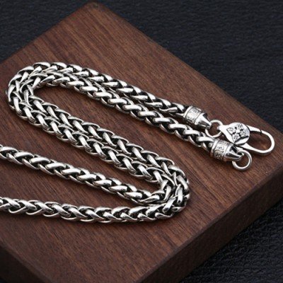 5 mm Men's Sterling Silver Six True Words Mantra Braided Chain ...