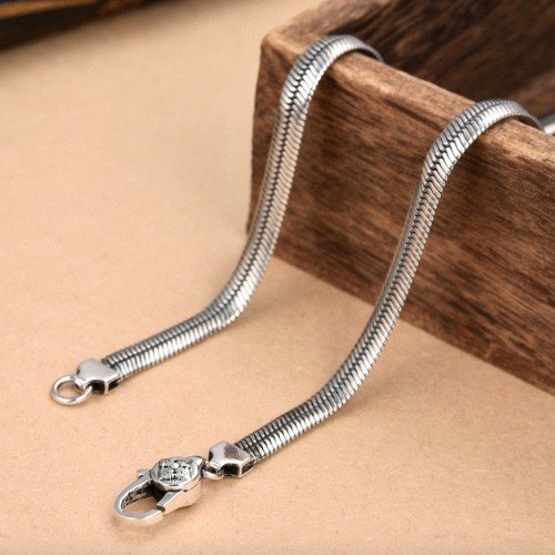 4.5 mm Men's Sterling Silver Flat Snake Chain 18”-24”
