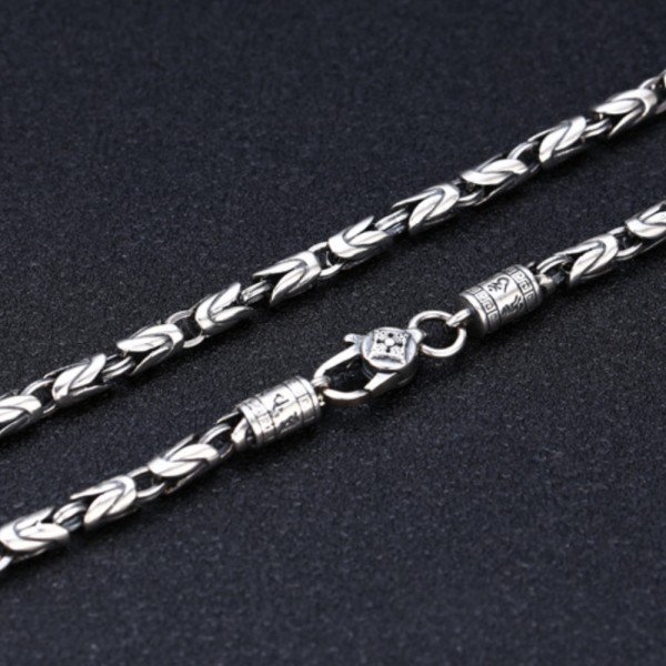 4 mm Men's Sterling Silver Vajra Clasp Byzantine Chain - Jewelry1000.com