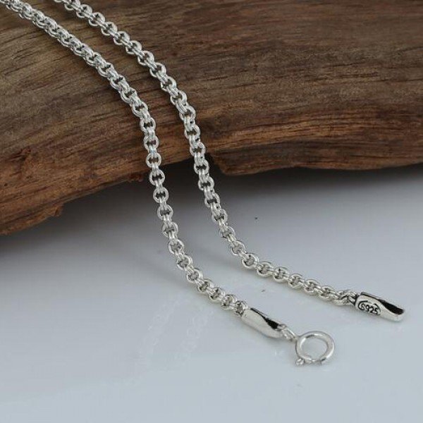 2 mm Sterling Silver Double-Ring Rolo Chain - Jewelry1000.com