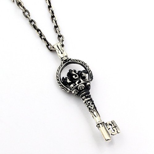 Men's Sterling Silver Ganesha Key Necklace