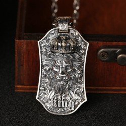 Men's Sterling Silver Lion King Necklace
