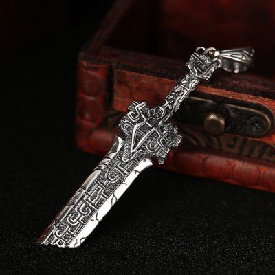 Men's Sterling Silver Broken Sword Necklace - Jewelry1000.com