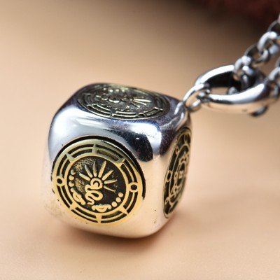 Sterling Silver Totem Dice Necklace