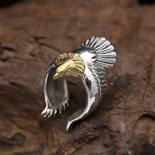 9ct Gold And Sterling Silver Eagle Oval Signet Ring | Goldmark (AU)
