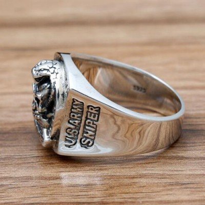Men's Sterling Silver US Army Sniper Ring