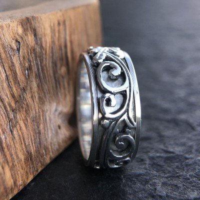 Men's Sterling Silver Ivy Spinner Ring - Jewelry1000.com