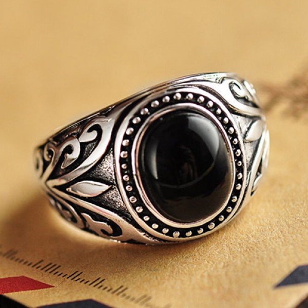 Men's Sterling Silver Black Onyx Ring - Jewelry1000.com