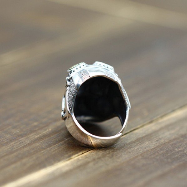 Men's Sterling Silver Pilot Skull Ring - Jewelry1000.com