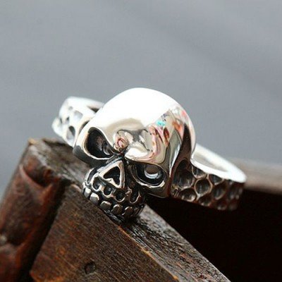 Men's Sterling Silver Skull Ring
